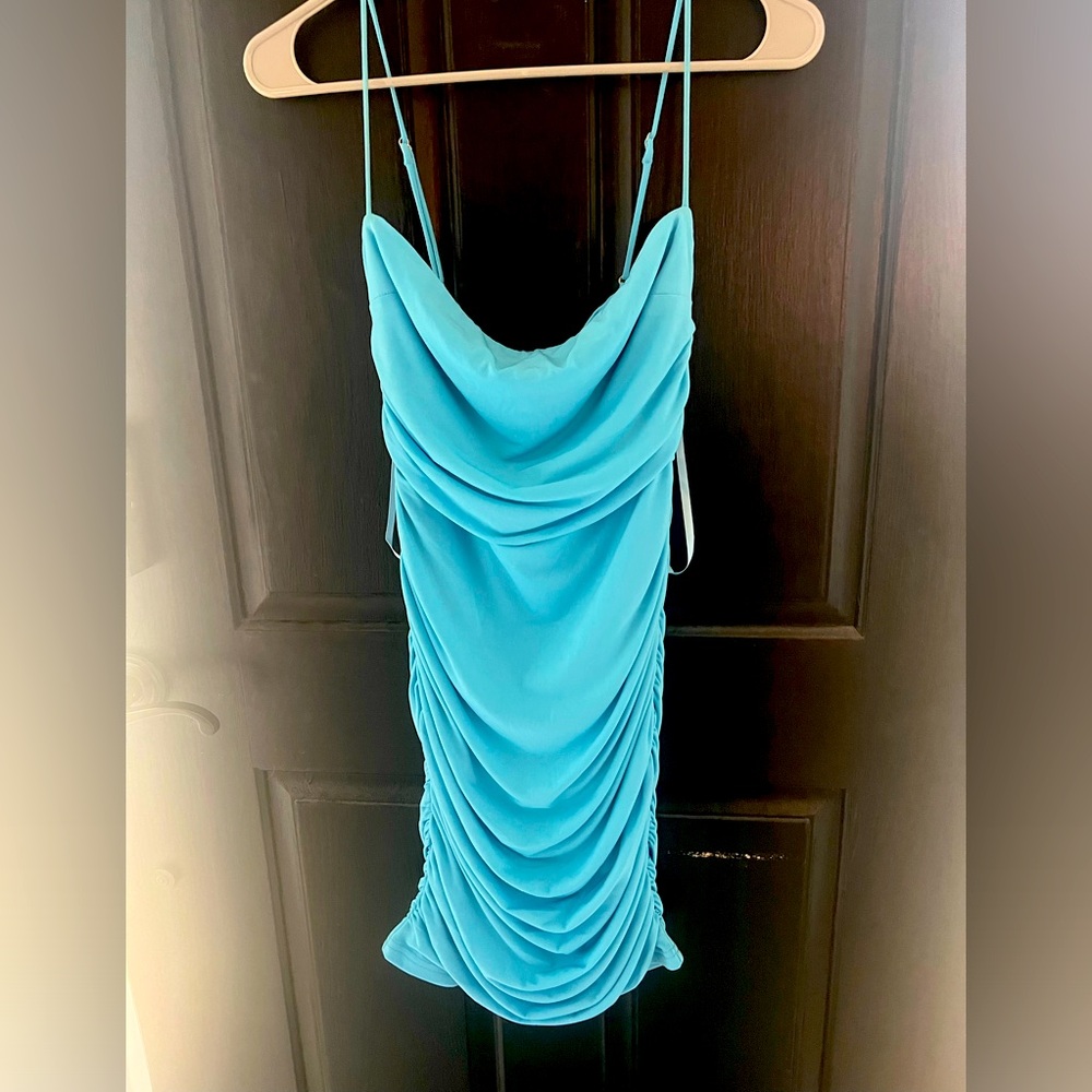 Angel Bida mini blue runched dress